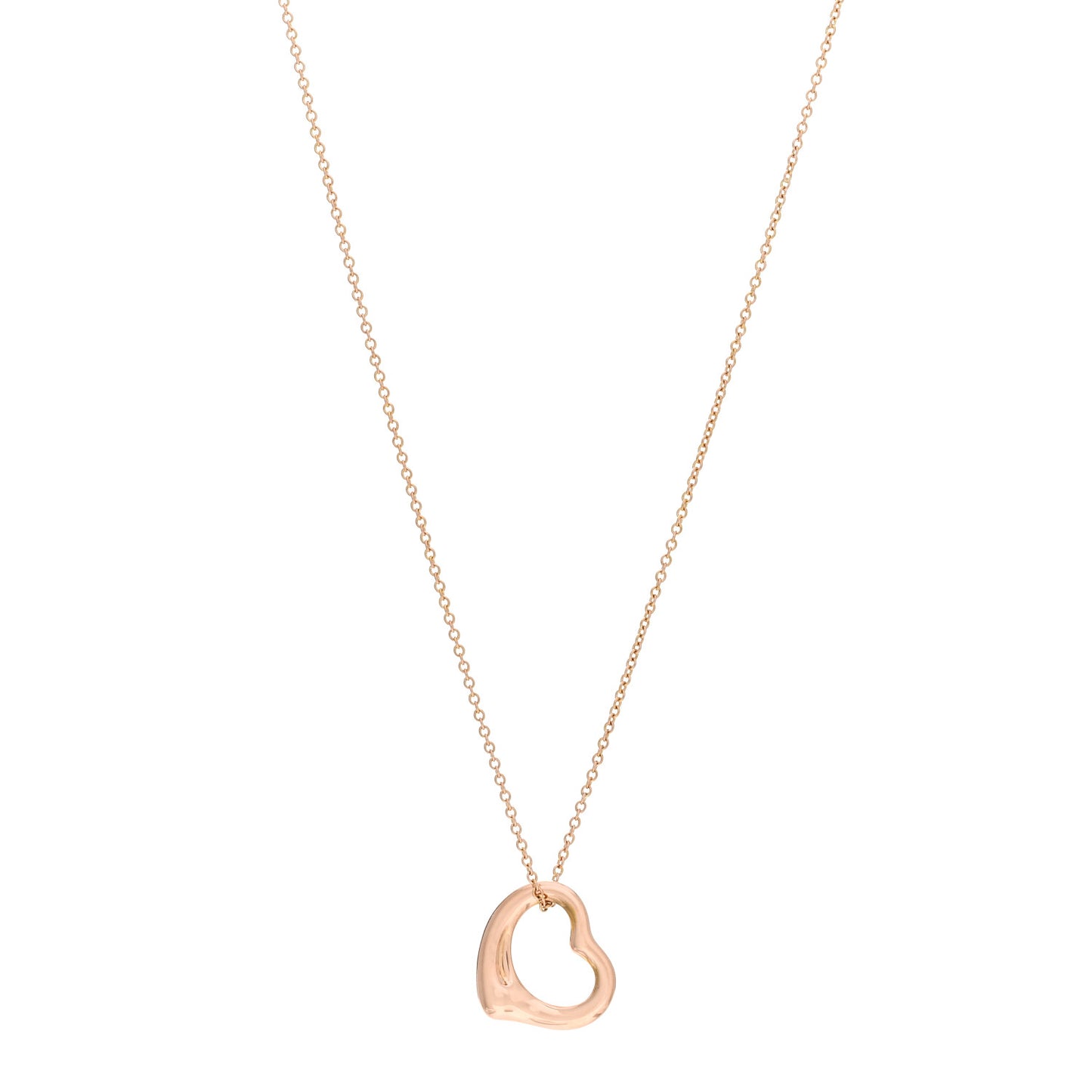 18K Rose Gold 16mm Elsa Peretti Open Heart Pendant Necklace