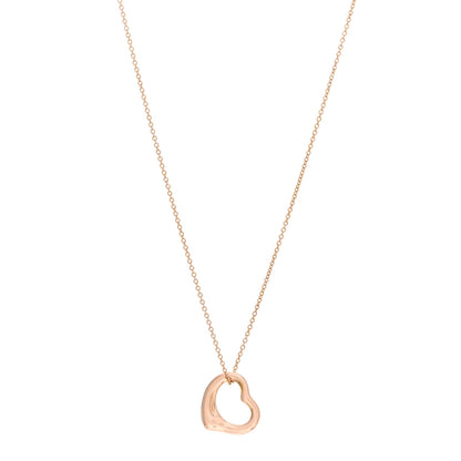 Tiffany 18K Rose Gold 16mm Elsa Peretti Open Heart Pendant Necklace 1 of 4