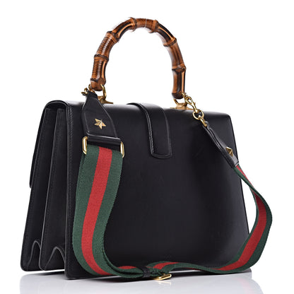 Gucci Calfskin Bamboo Web Large Dionysus Top Handle Bag Black Bright Evergreen Hibiscus Red 4 of 22