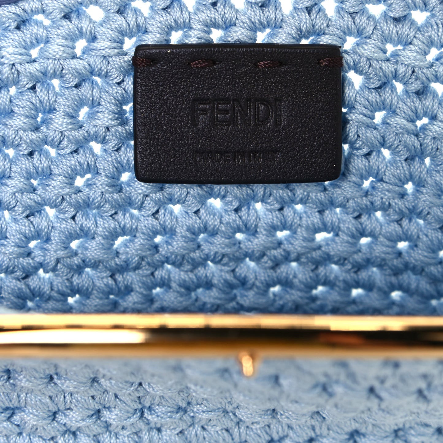 Fabric Crochet Baguette Phone Bag Azzurro Sky