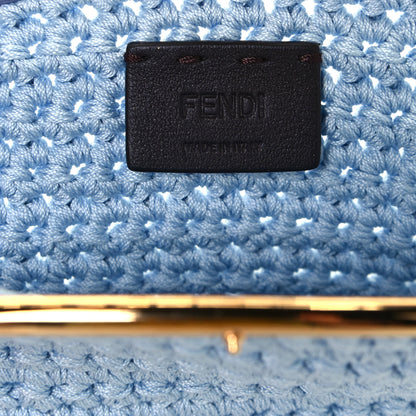 Fendi Fabric Crochet Baguette Phone Bag Azzurro Sky 6 of 12