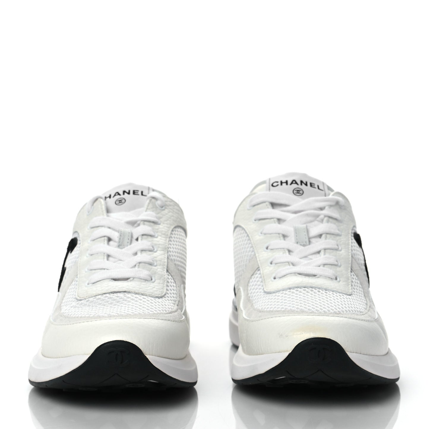 Calfskin Mesh Lycra Suede Womens Logo Sneakers 41 White