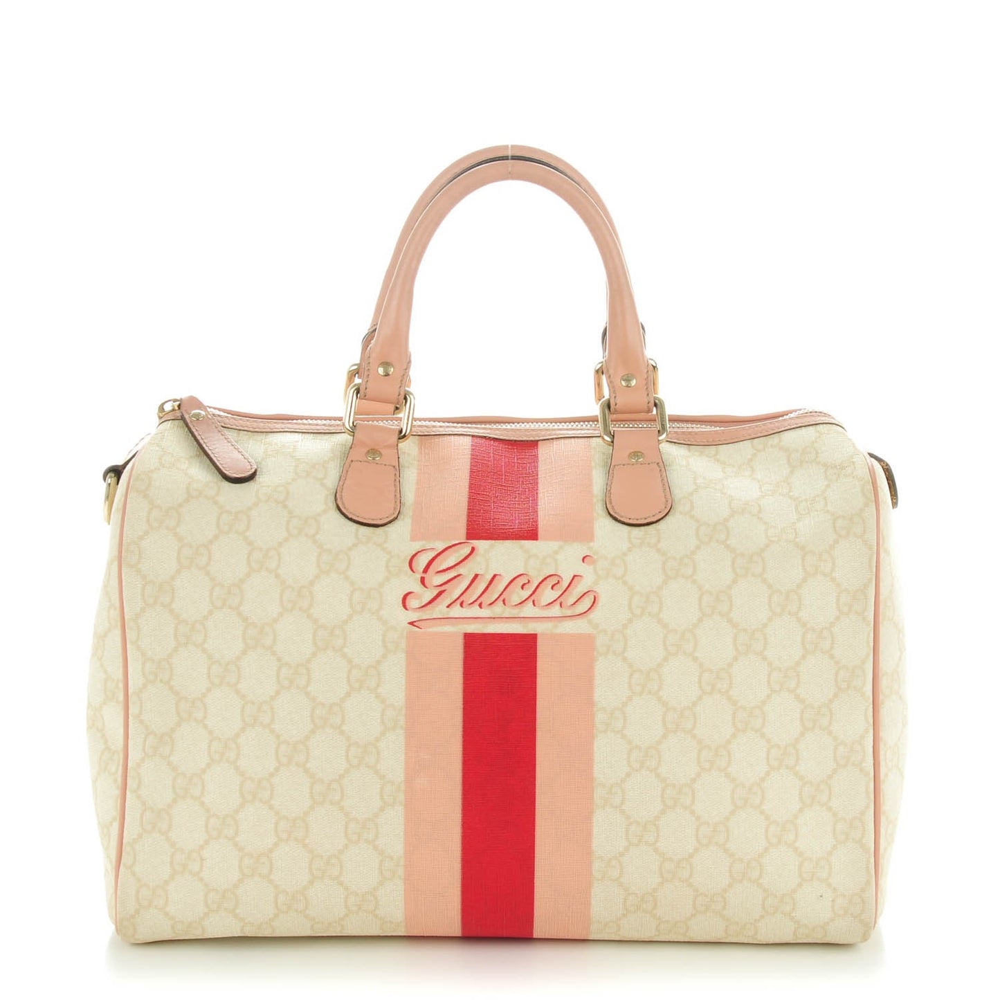 GG Plus Monogram Web Stripe Medium Joy Boston Pink
