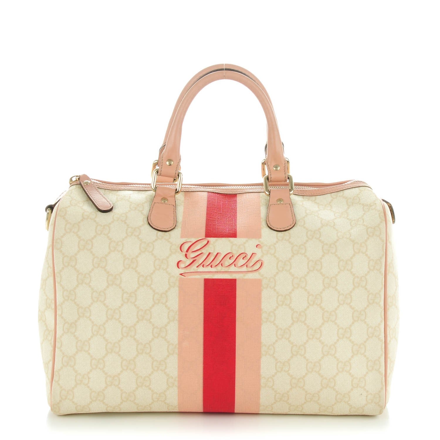 Gucci GG Plus Monogram Web Stripe Medium Joy Boston Pink 1 of 7