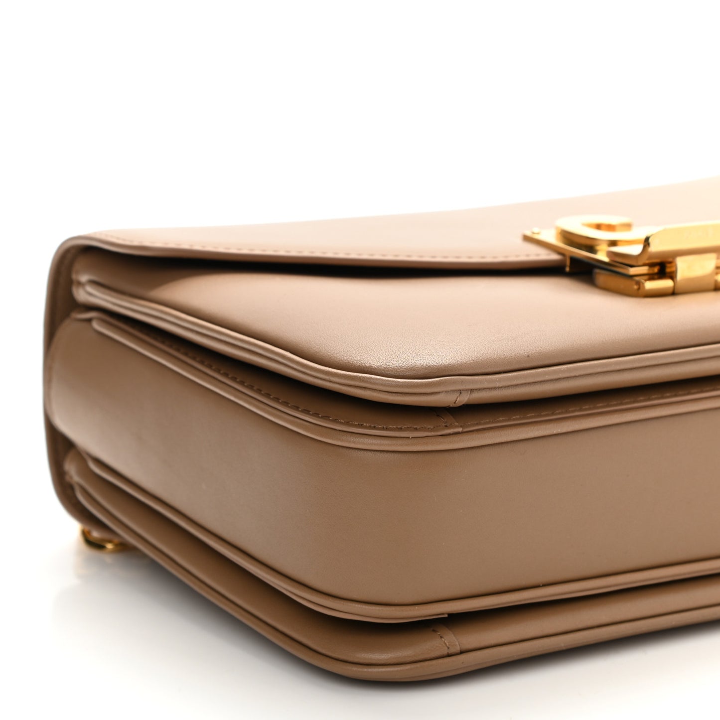 Shiny Calfskin Medium C Bag Camel