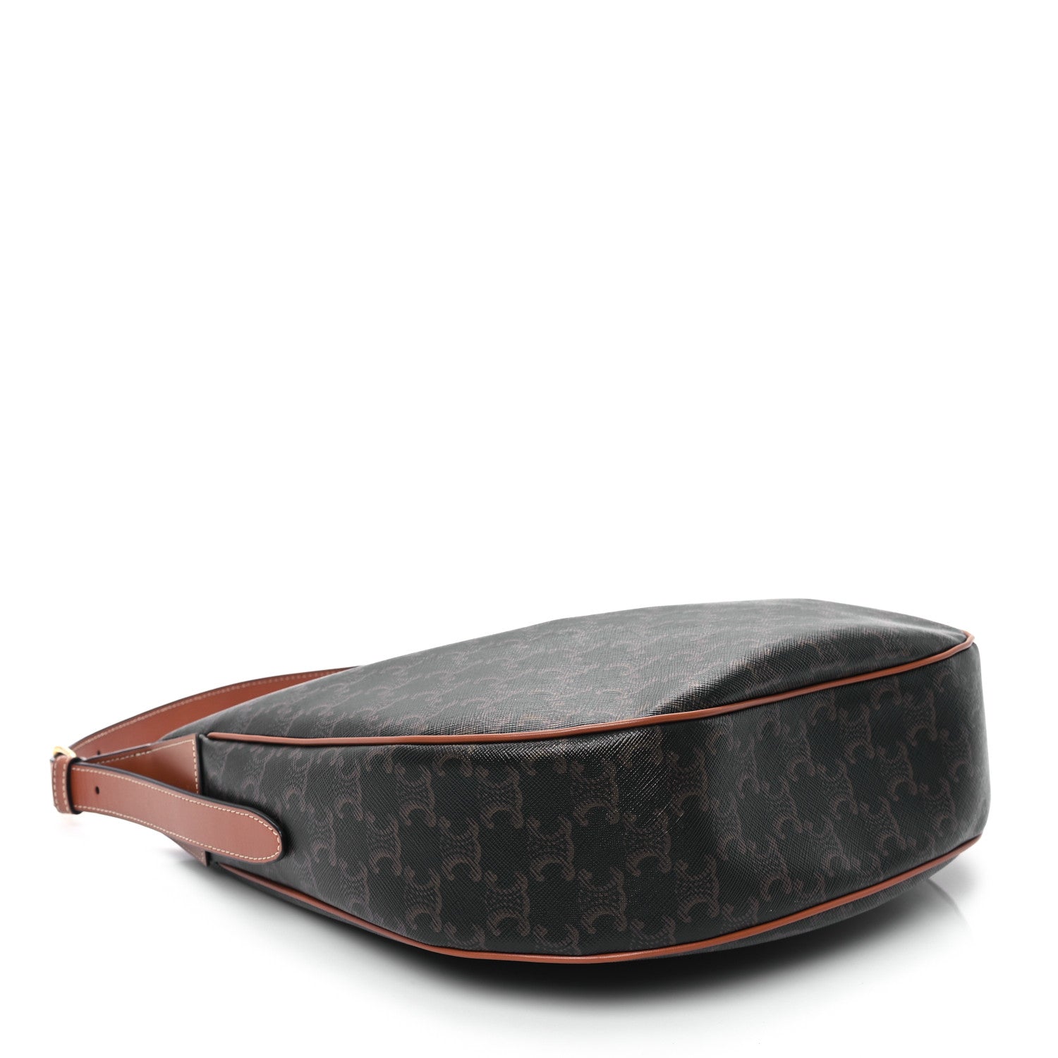 Celine Calfskin Triomphe Canvas Heloise Shoulder Bag Tan 4 of 10