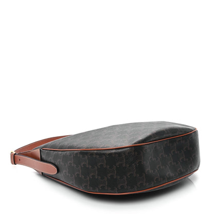 Celine Calfskin Triomphe Canvas Heloise Shoulder Bag Tan 4 of 10