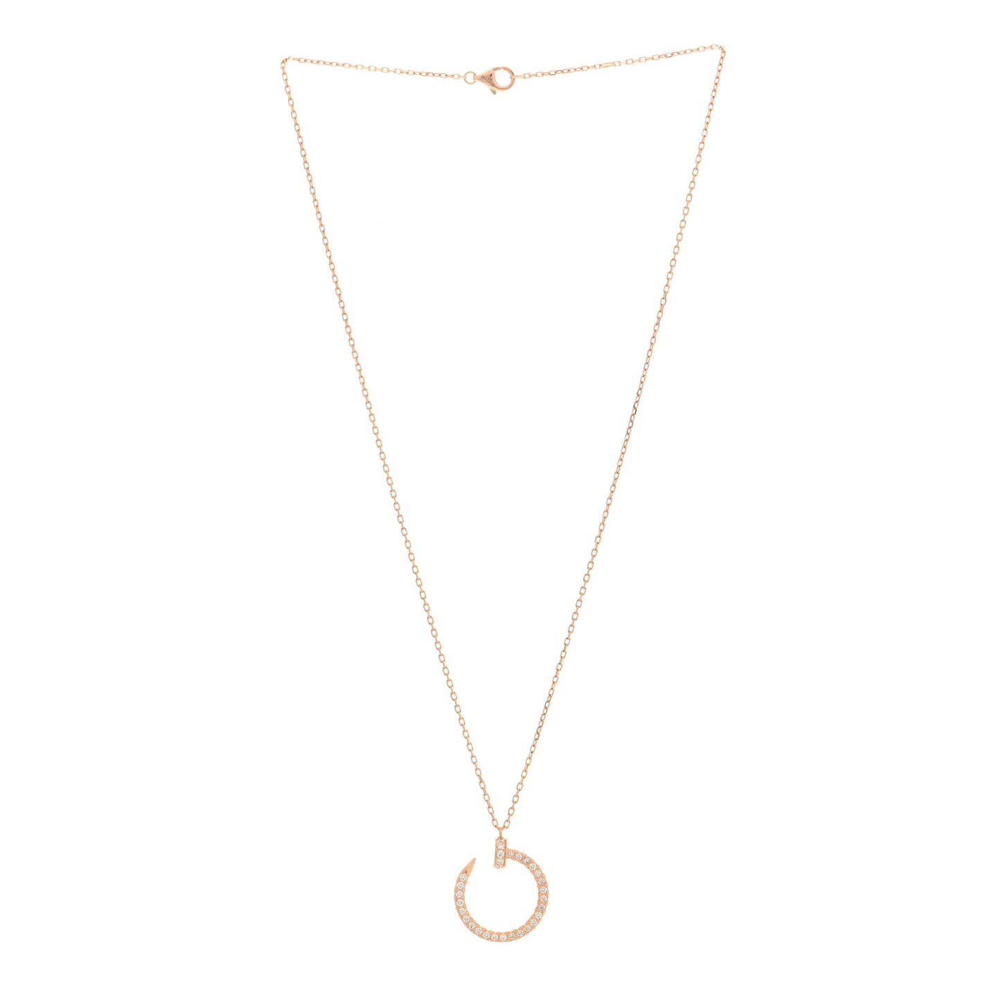 18K Pink Gold Diamond Juste Un Clou Paved Pendant Necklace