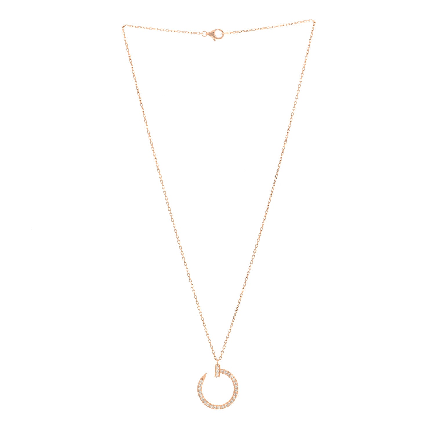 Cartier 18K Pink Gold Diamond Juste Un Clou Paved Pendant Necklace 3 of 4