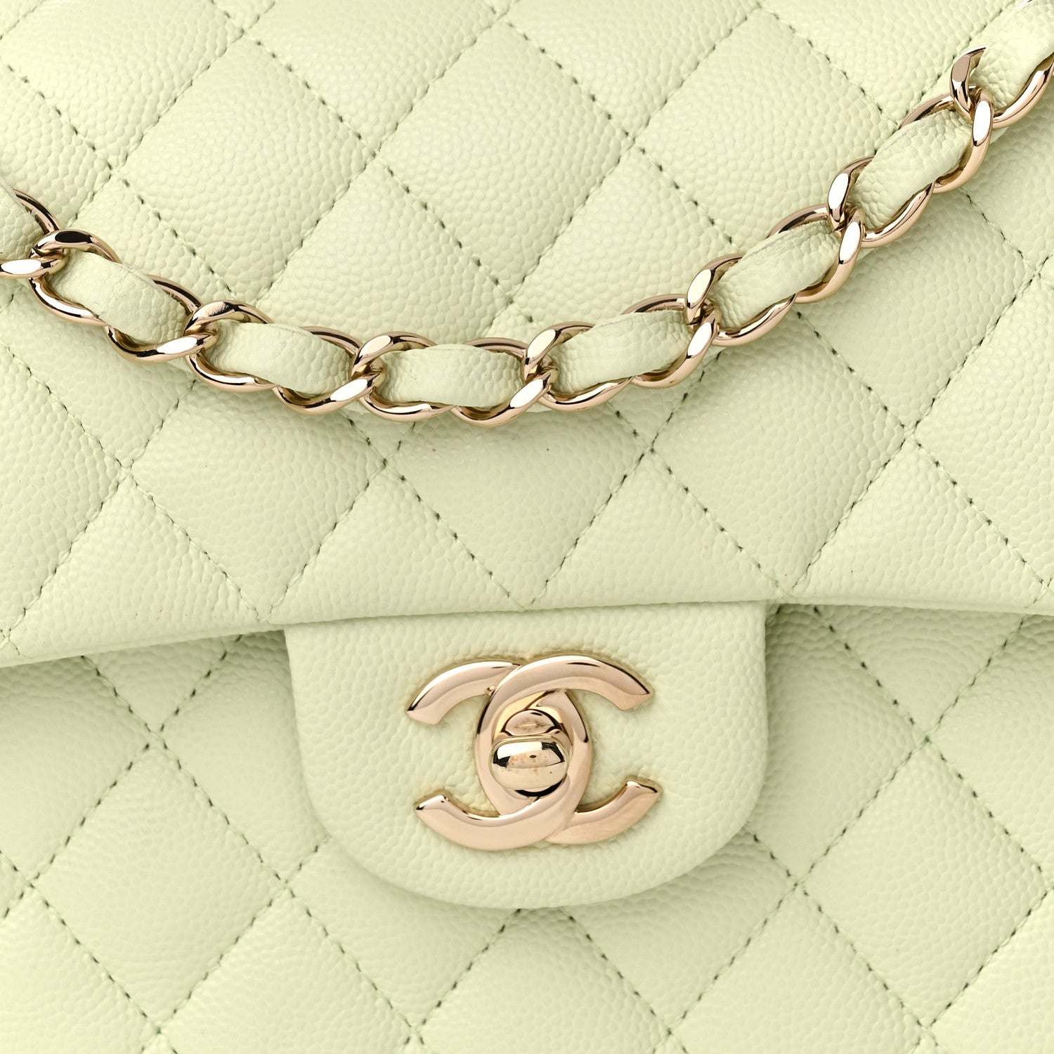 Chanel Caviar Quilted Small Double Flap Light Green 8 of 10