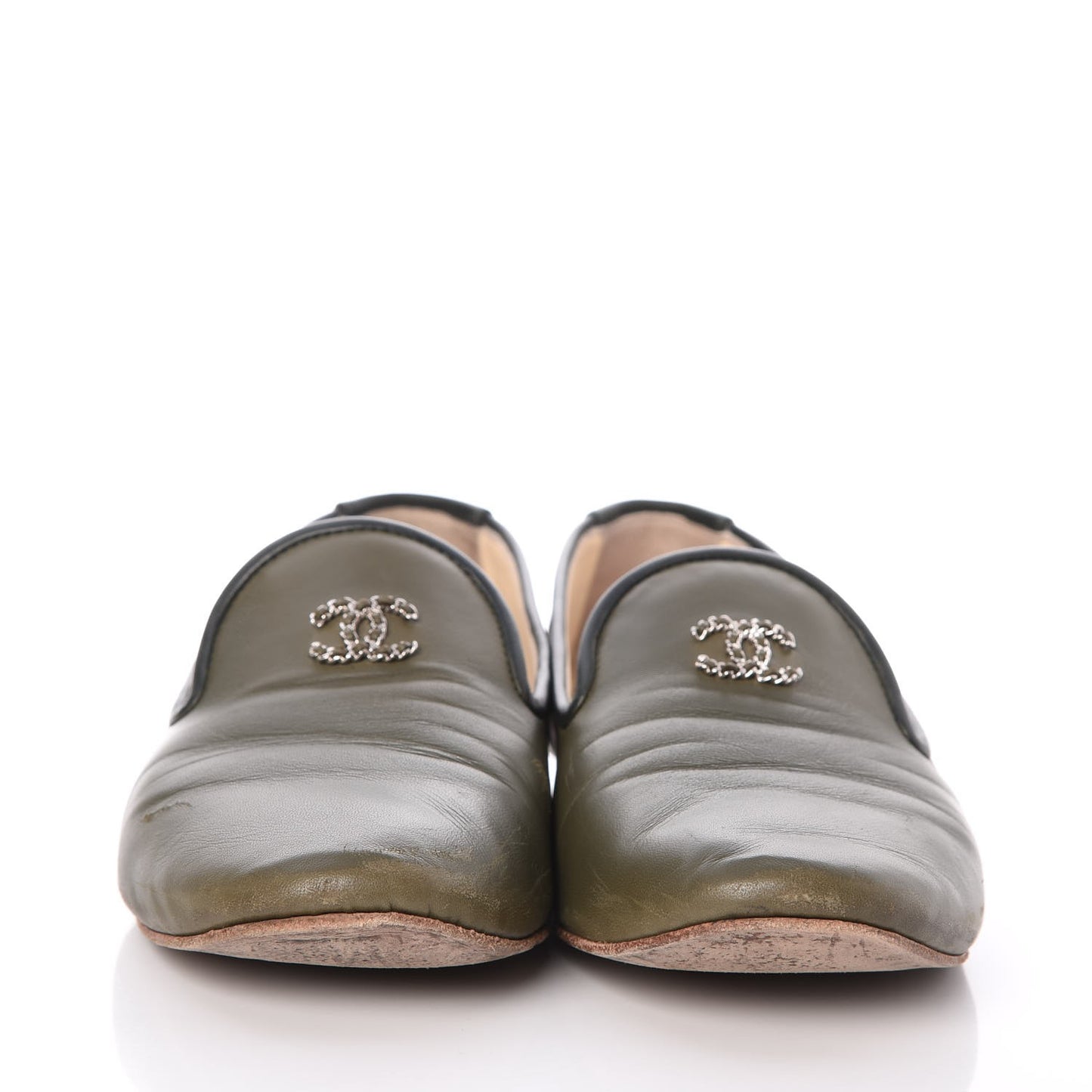 Lambskin CC Mocassin Loafers 40 Khaki