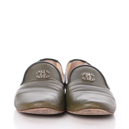 Chanel Lambskin CC Mocassin Loafers 40 Khaki 2 of 12