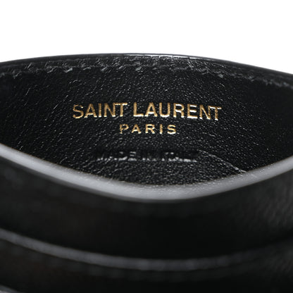 Saint Laurent Grain De Poudre Matelasse Chevron Monogram Credit Card Case Black 6 of 7