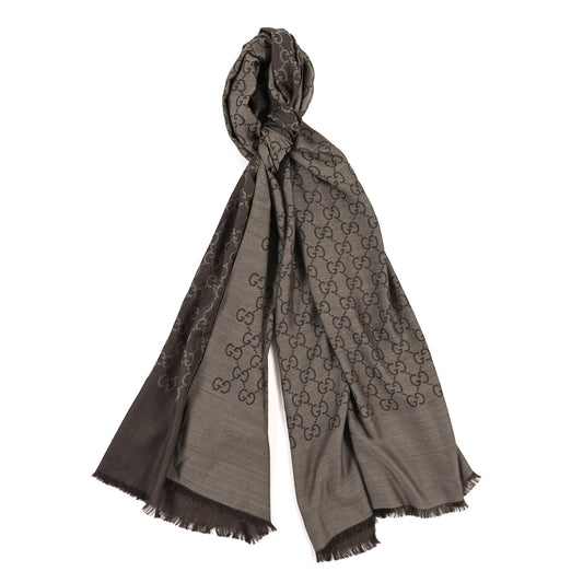 Wool Silk GG Monogram GGNat Scarf Rope Dark Brown