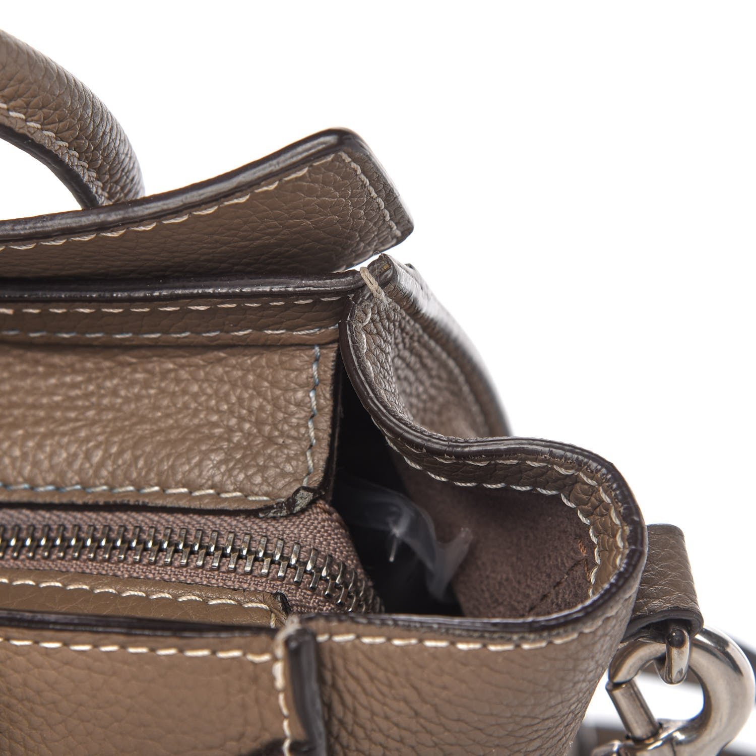 Celine Drummed Calfskin Nano Luggage Souris 10 of 11