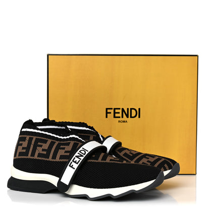 Fendi Stretch Yarn FF Stiff Band Rockoko Sneakers 41 Black White Tobacco 9 of 9