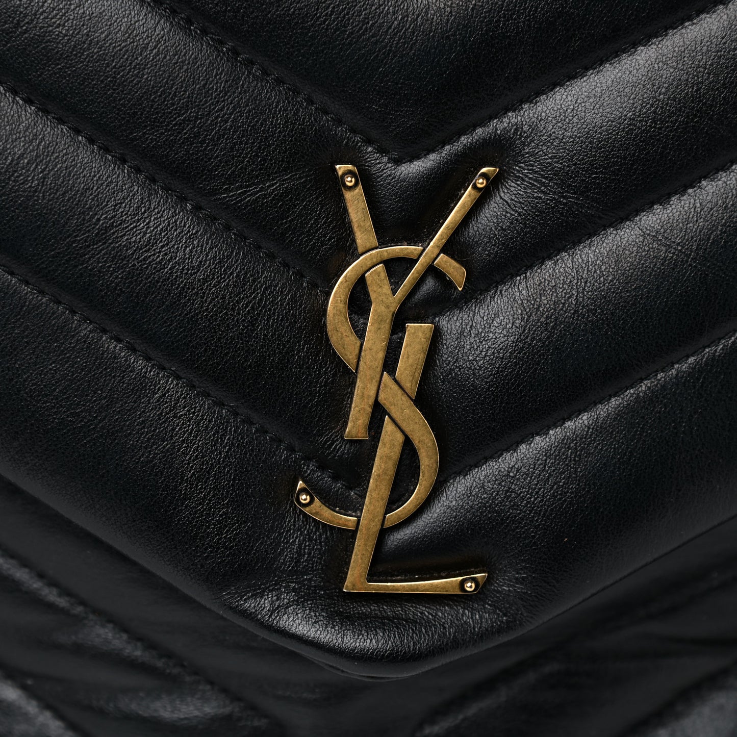 Calfskin Y Quilted Monogram Large Loulou Chain Satchel Black