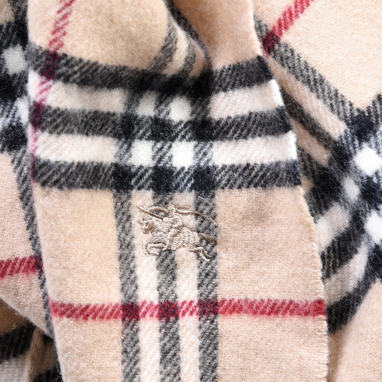 Burberry Cashmere Merino Wool Nova Check Fringe Scarf Ivory 3 of 4