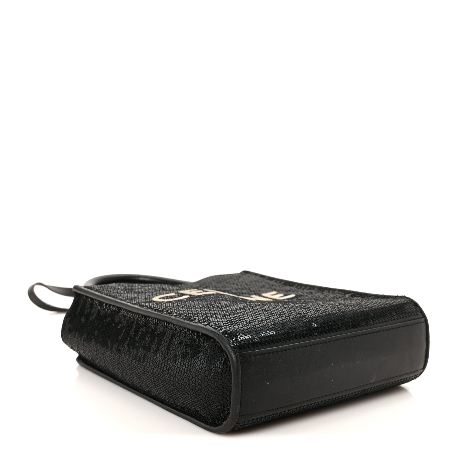 Celine Sequin Calfskin Mini Vertical Cabas Black White 4 of 11