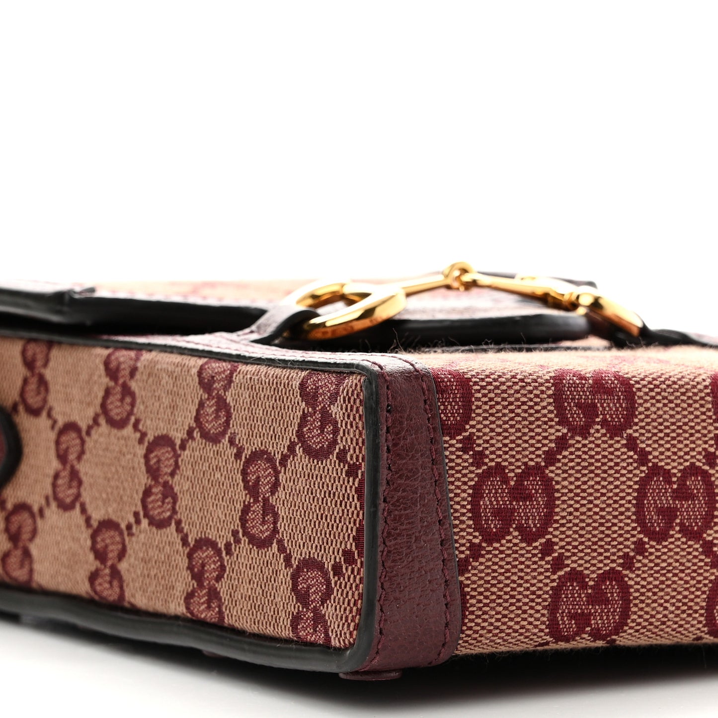 Monogram Textured Dollar Calfskin Mini Horsebit 1955 Crossbody Bag Sahara Rubino Chardonnay