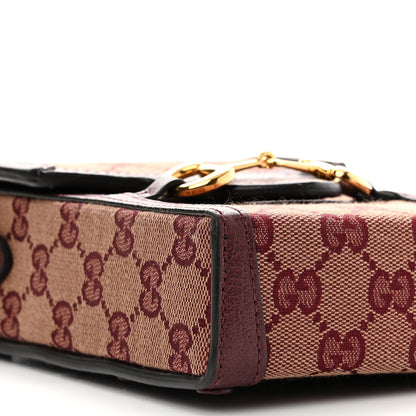 Gucci Monogram Textured Dollar Calfskin Mini Horsebit 1955 Crossbody Bag Sahara Rubino Chardonnay 8 of 10