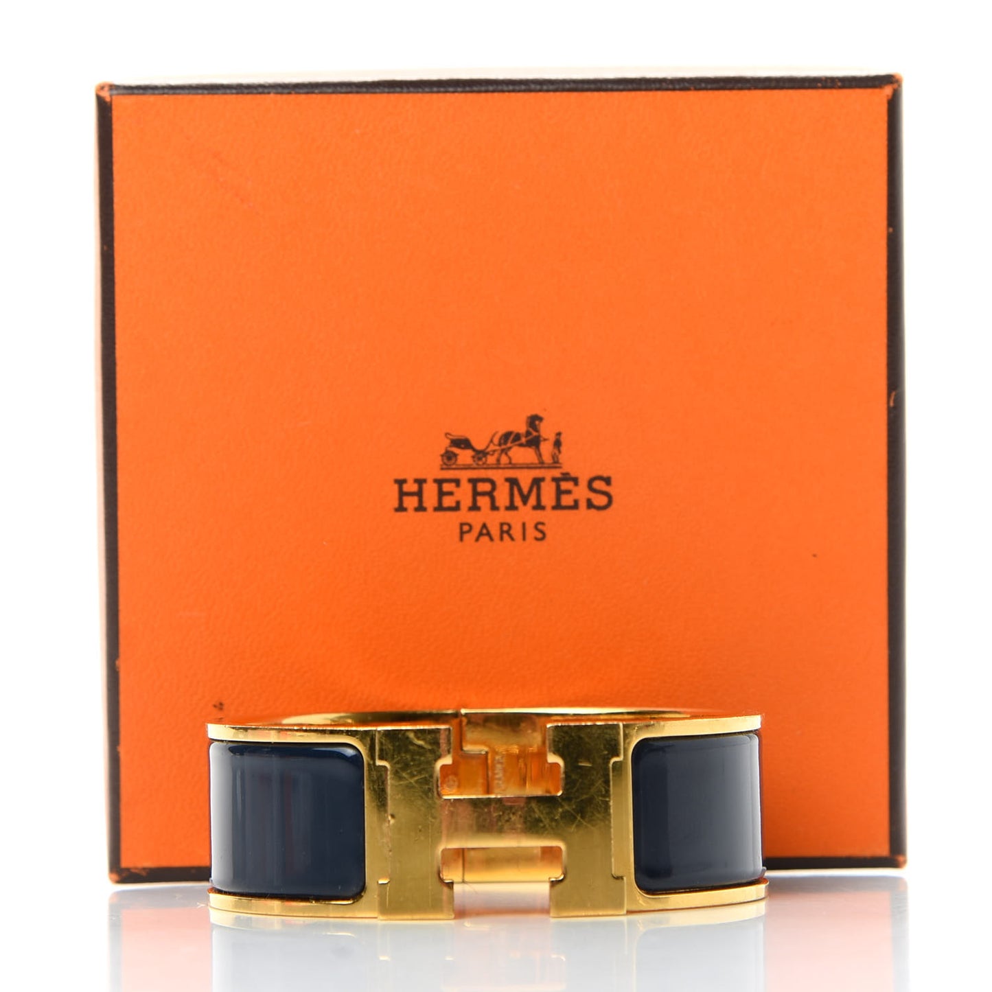 Enamel Wide Clic Clac H Bracelet PM Bleu Nuit