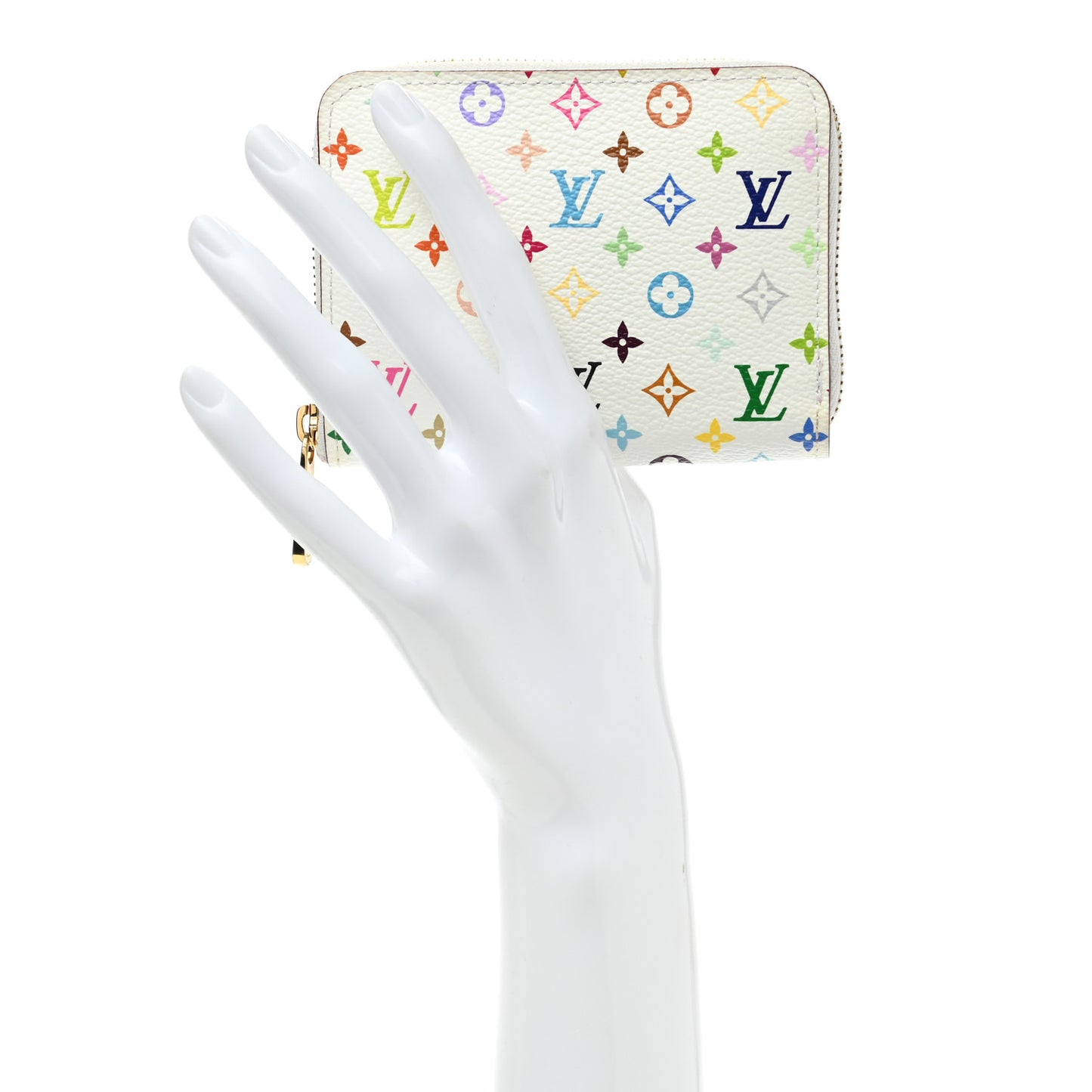 Monogram Multicolor Zippy Coin Purse Wallet White Litchi