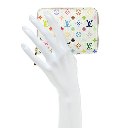 Louis Vuitton Monogram Multicolor Zippy Coin Purse Wallet White Litchi 2 of 6