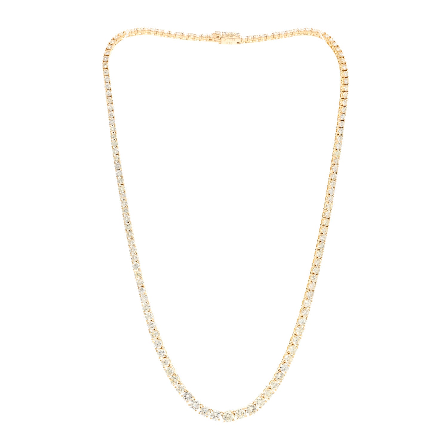 Parker & West by FASHIONPHILE 18K Yellow Gold Diamond 14.41ctw Tennis Necklace 3 of 5