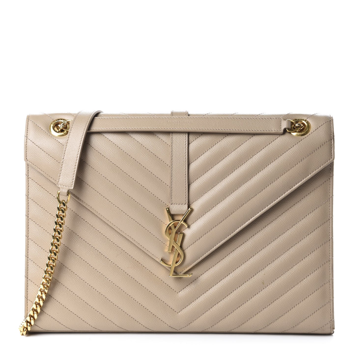 Grain De Poudre Matelasse Chevron Large Monogram Satchel Dark Beige