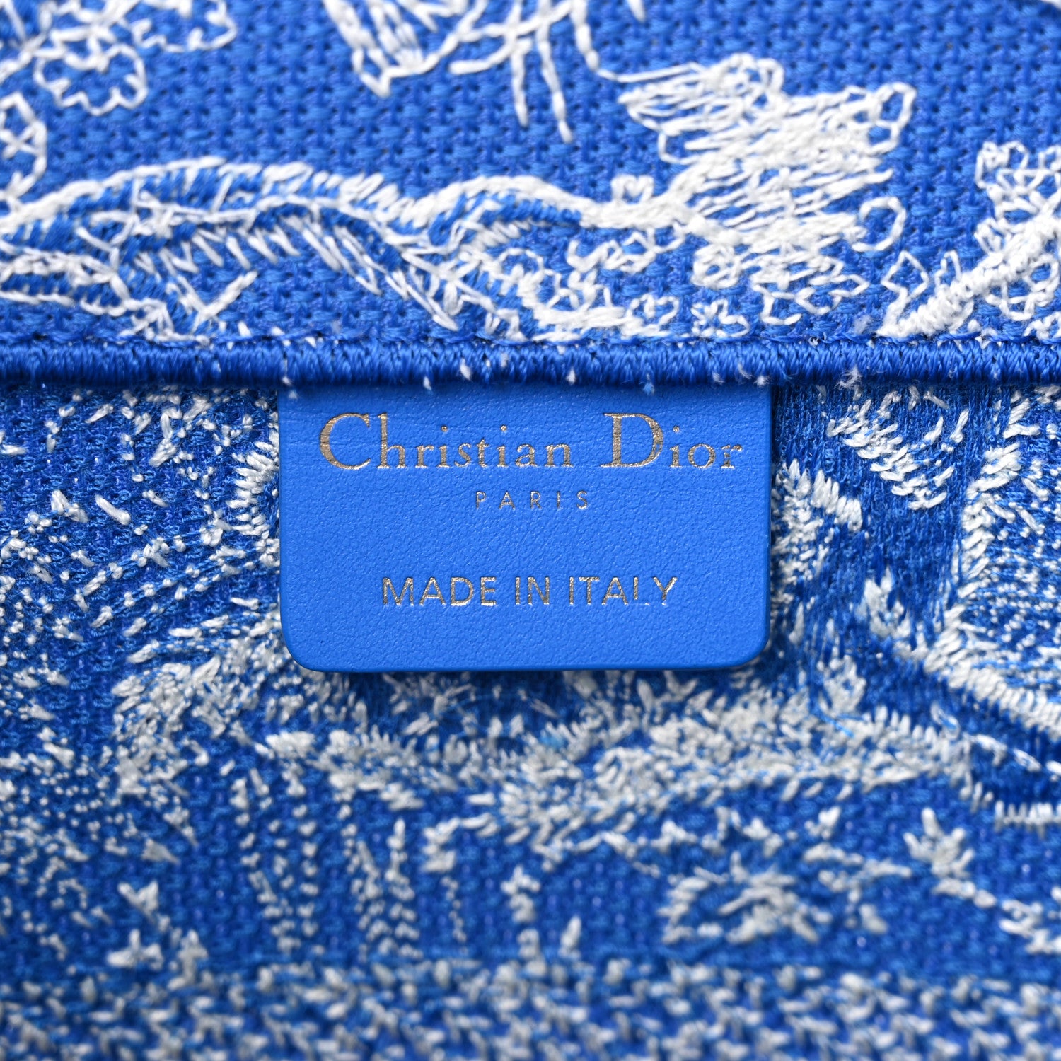 Christian Dior Canvas Embroidered Medium Dioriviera Toile De Jouy Book Tote Fluorescent Blue 6 of 12