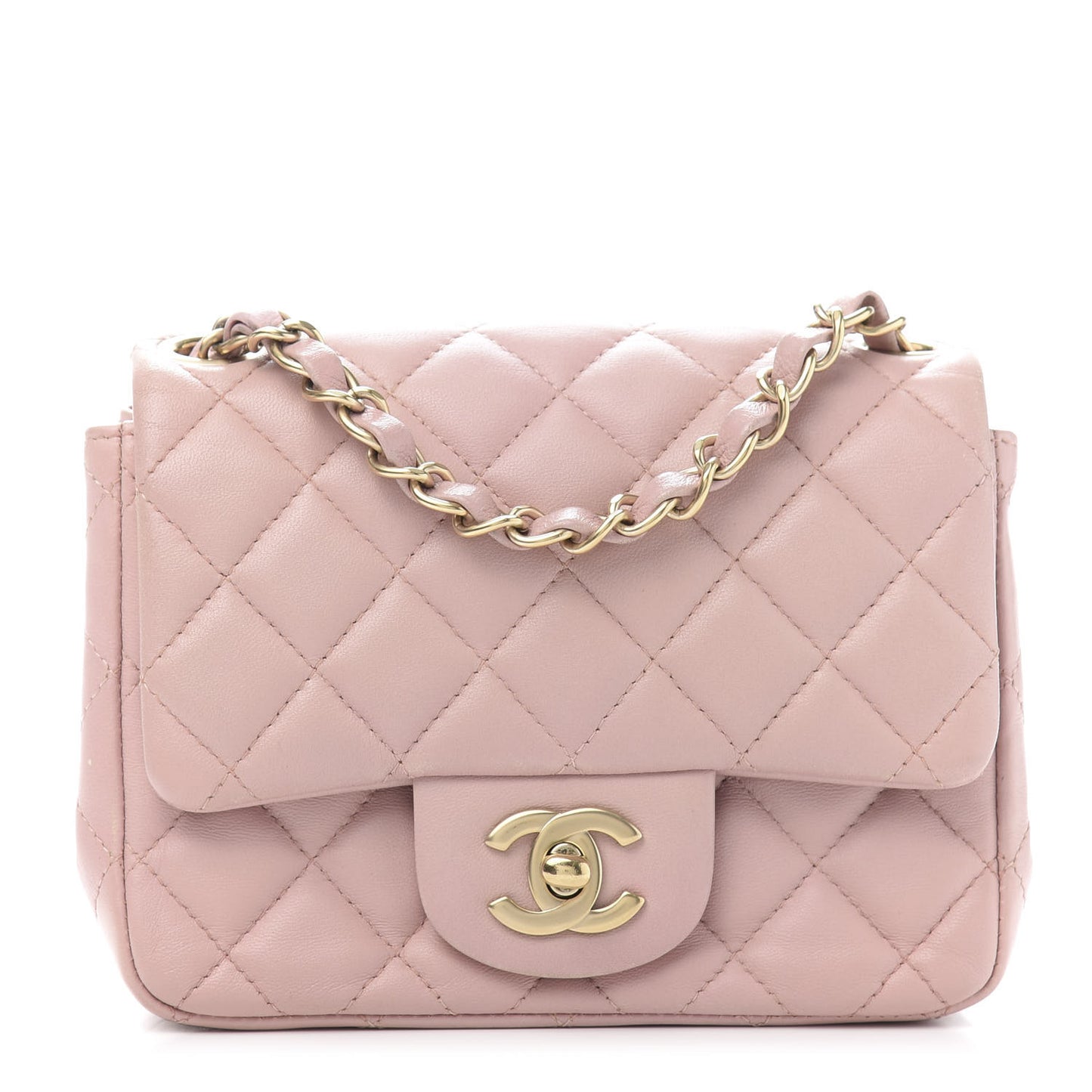 Lambskin Quilted Mini Square Flap Pink