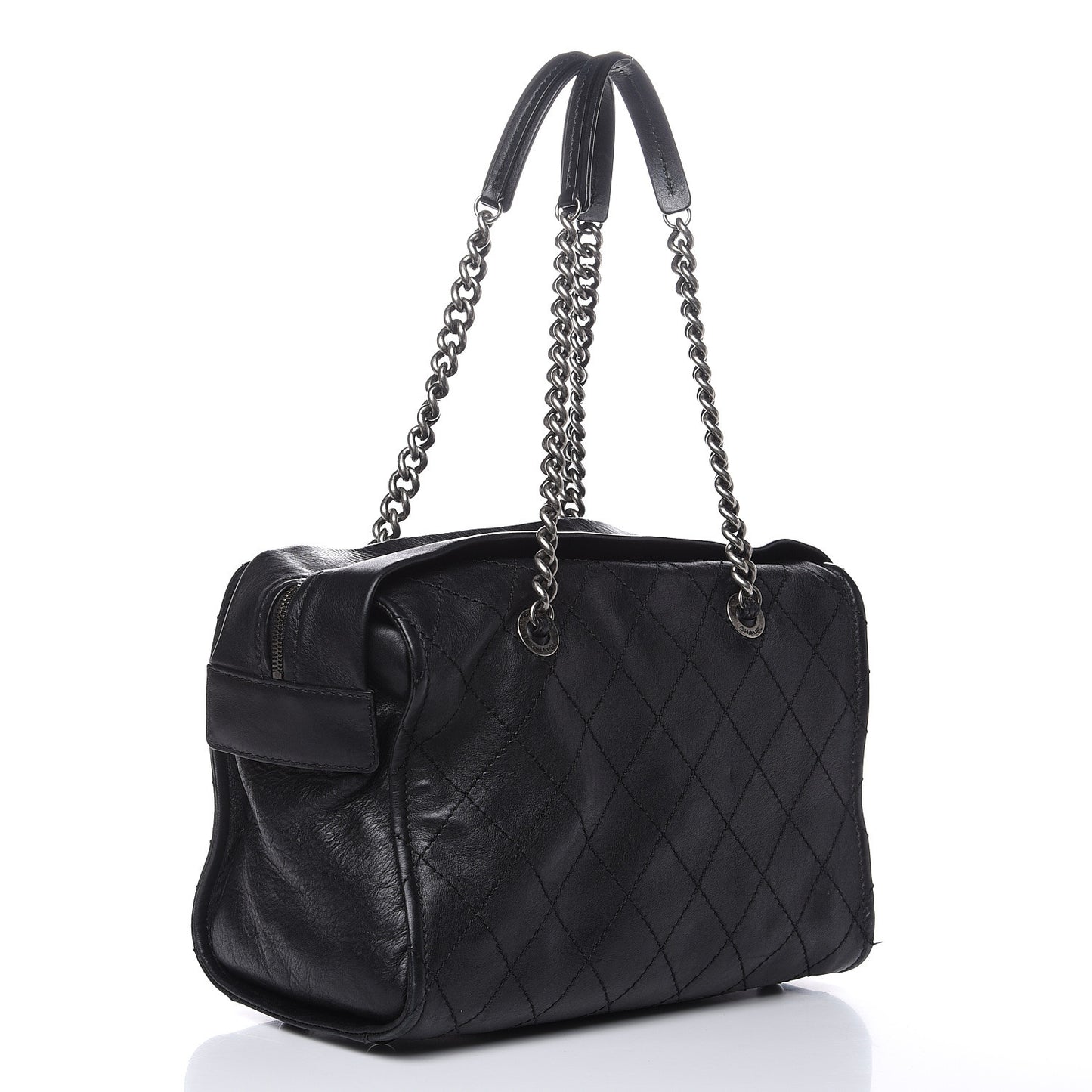 Calfskin Stitched Bowling Bag Black