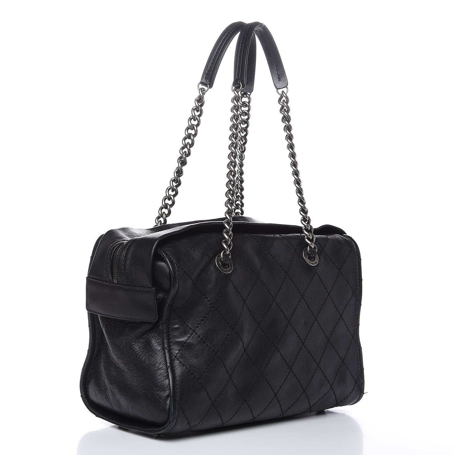 Chanel Calfskin Stitched Bowling Bag Black 3 of 13