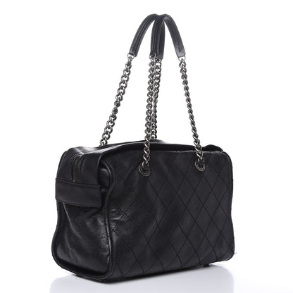 Chanel Calfskin Stitched Bowling Bag Black 3 of 13