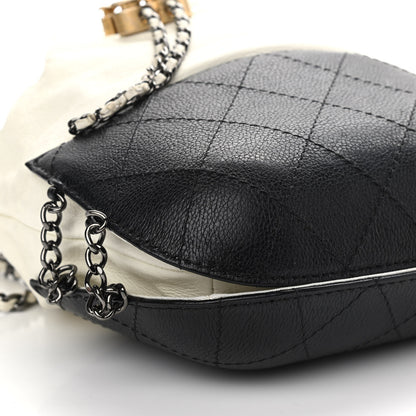 Chanel Aged Calfskin Quilted Small Gabrielle Bucket White Black 8 of 9