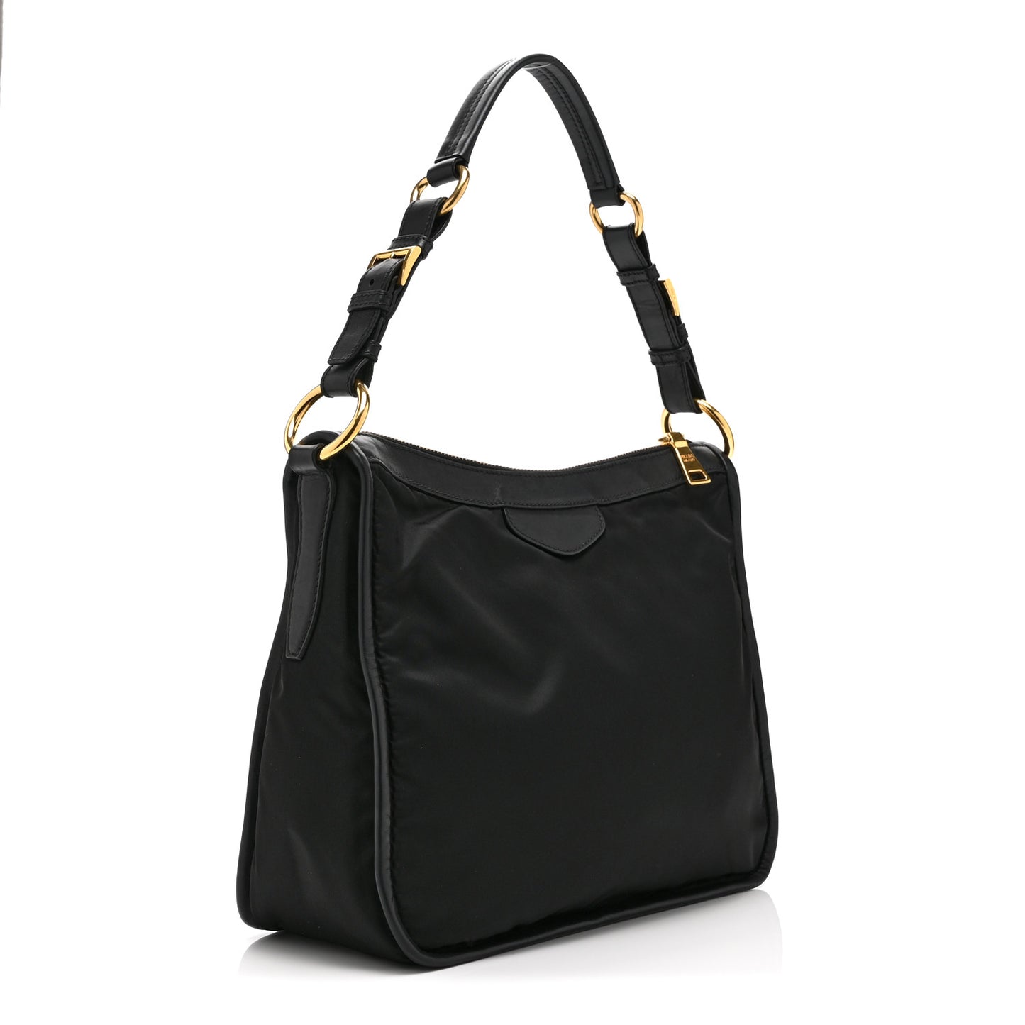 Tessuto Nylon Zip Hobo Black