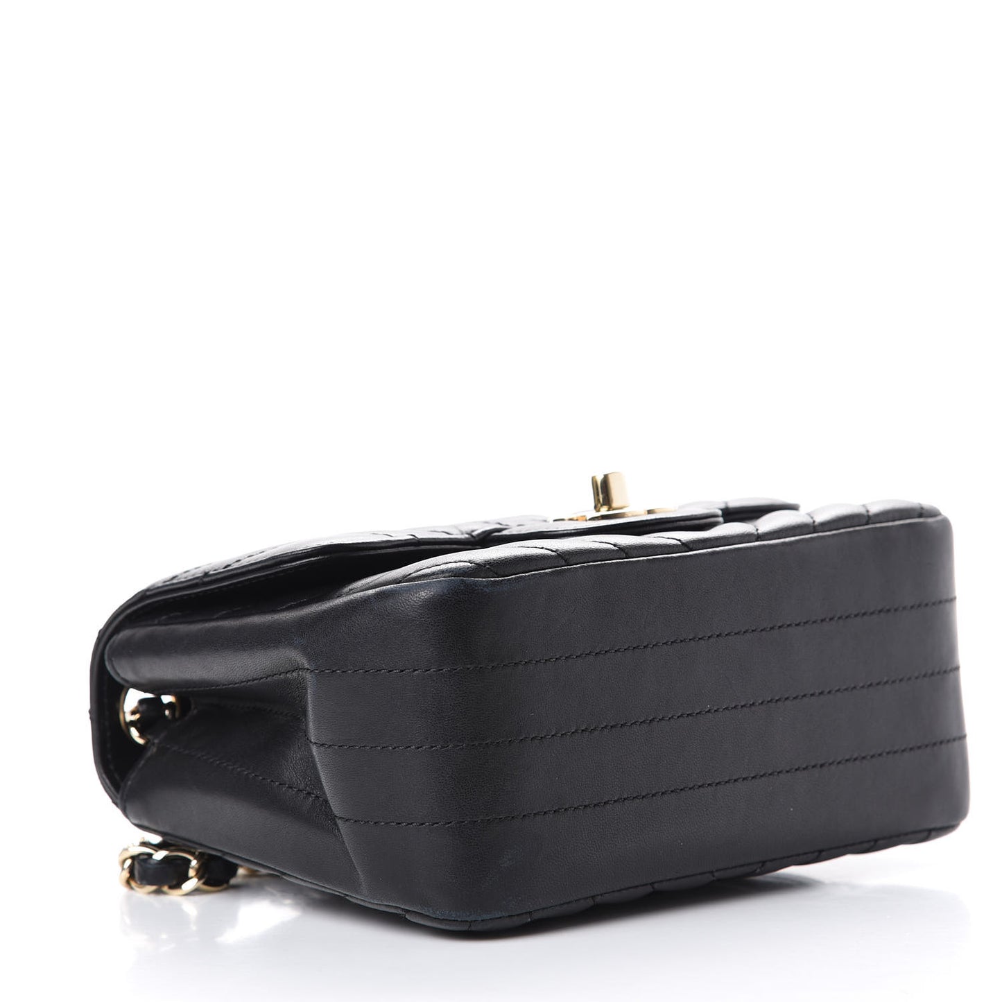 Lambskin Chevron Quilted Mini Square Flap Black