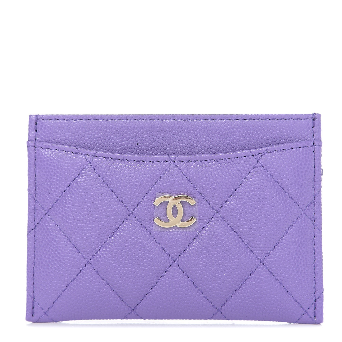 Caviar Quilted Card Holder Purple