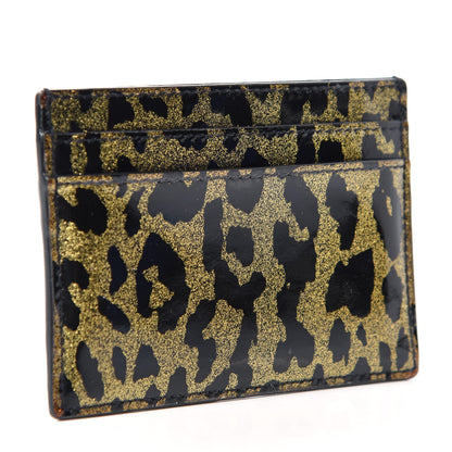 Saint Laurent Patent Glitter Leopard Monogram Credit Card Case Black Multi 3 of 7