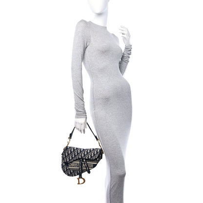 Christian Dior Oblique Embroidered Saddle Bag Blue 2 of 10