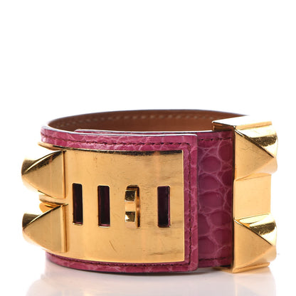 Hermes Matte Alligator Collier De Chien CDC Bracelet S Fuchsia 4 of 8