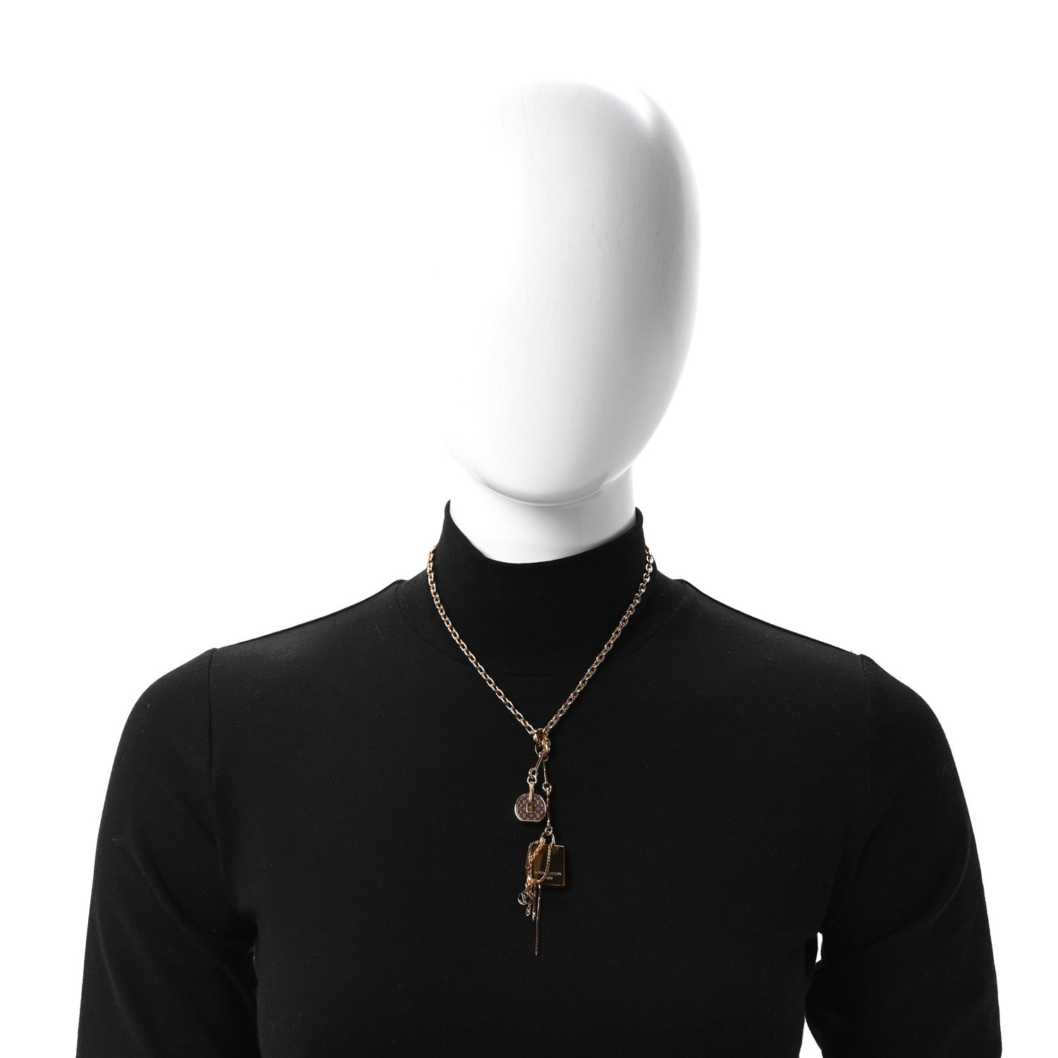 Louis Vuitton Metal Mini Boite Chapeau Pendant Necklace Gold 2 of 6