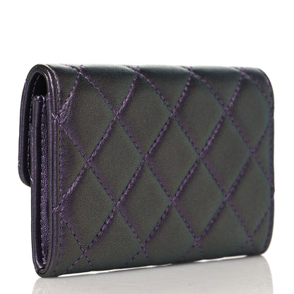 Chanel Iridescent Lambskin Quilted Flap Card Holder Purple 3 of 9