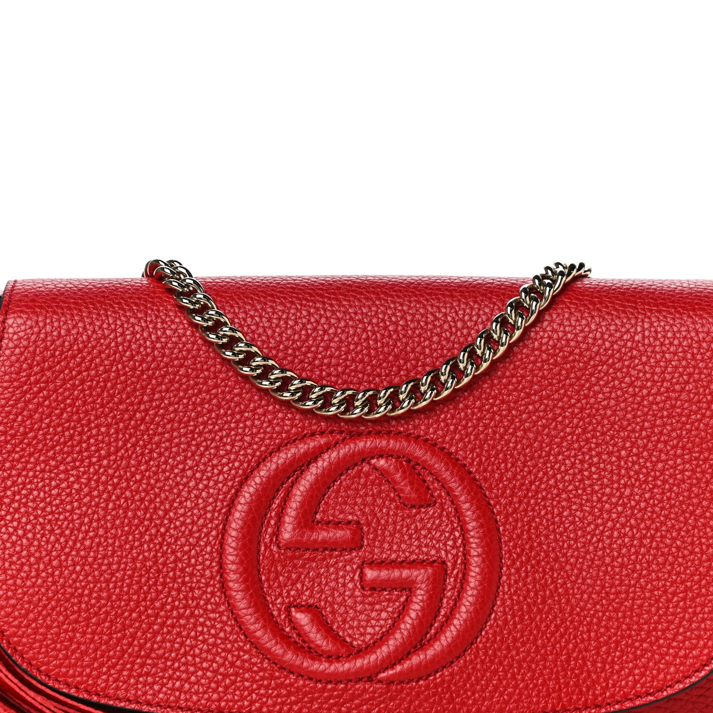 Pebbled Calfskin Medium Soho Flap Crossbody Vibrant Red