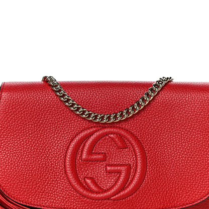 Gucci Pebbled Calfskin Medium Soho Flap Crossbody Vibrant Red 8 of 14
