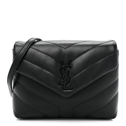 Saint Laurent Calfskin Y Quilted Monogram Monochrome Toy Loulou Crossbody Bag Black 1 of 10