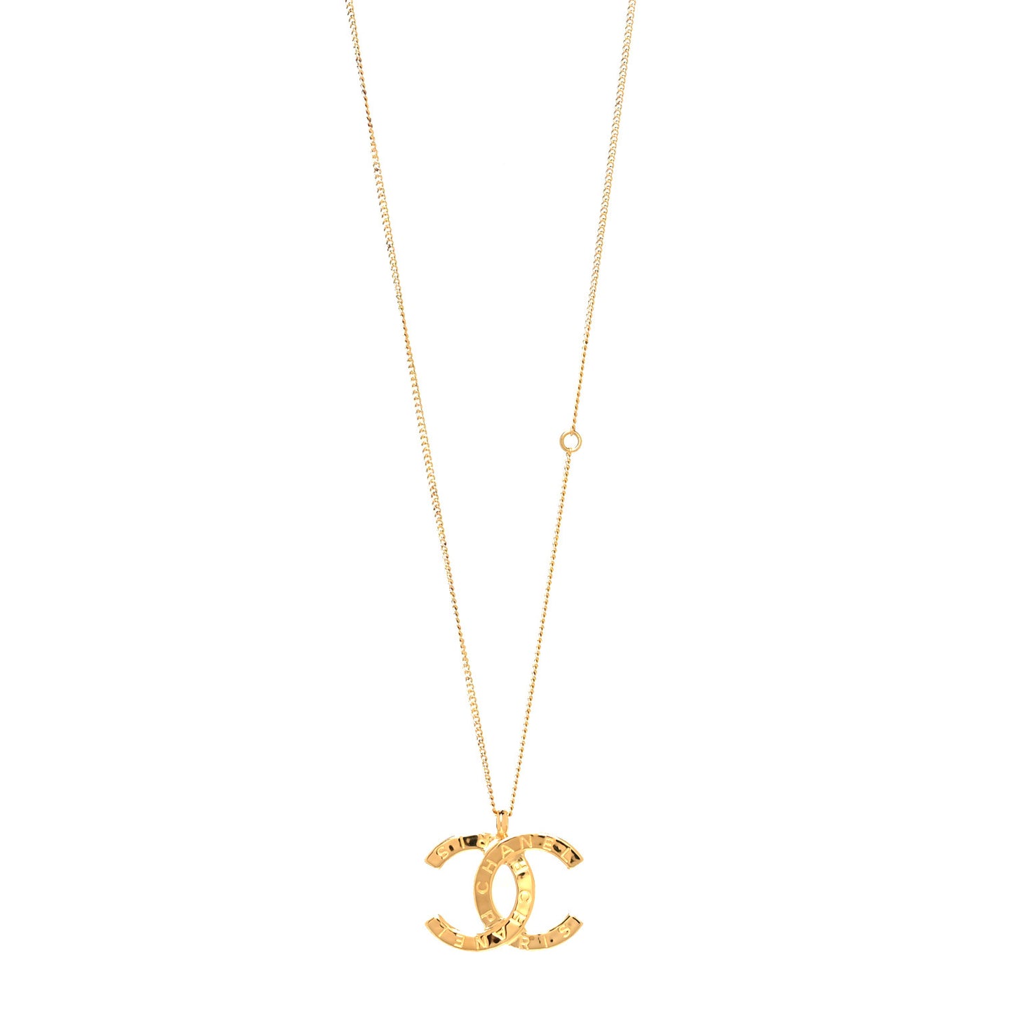 Metal CC Paris Button Necklace Gold