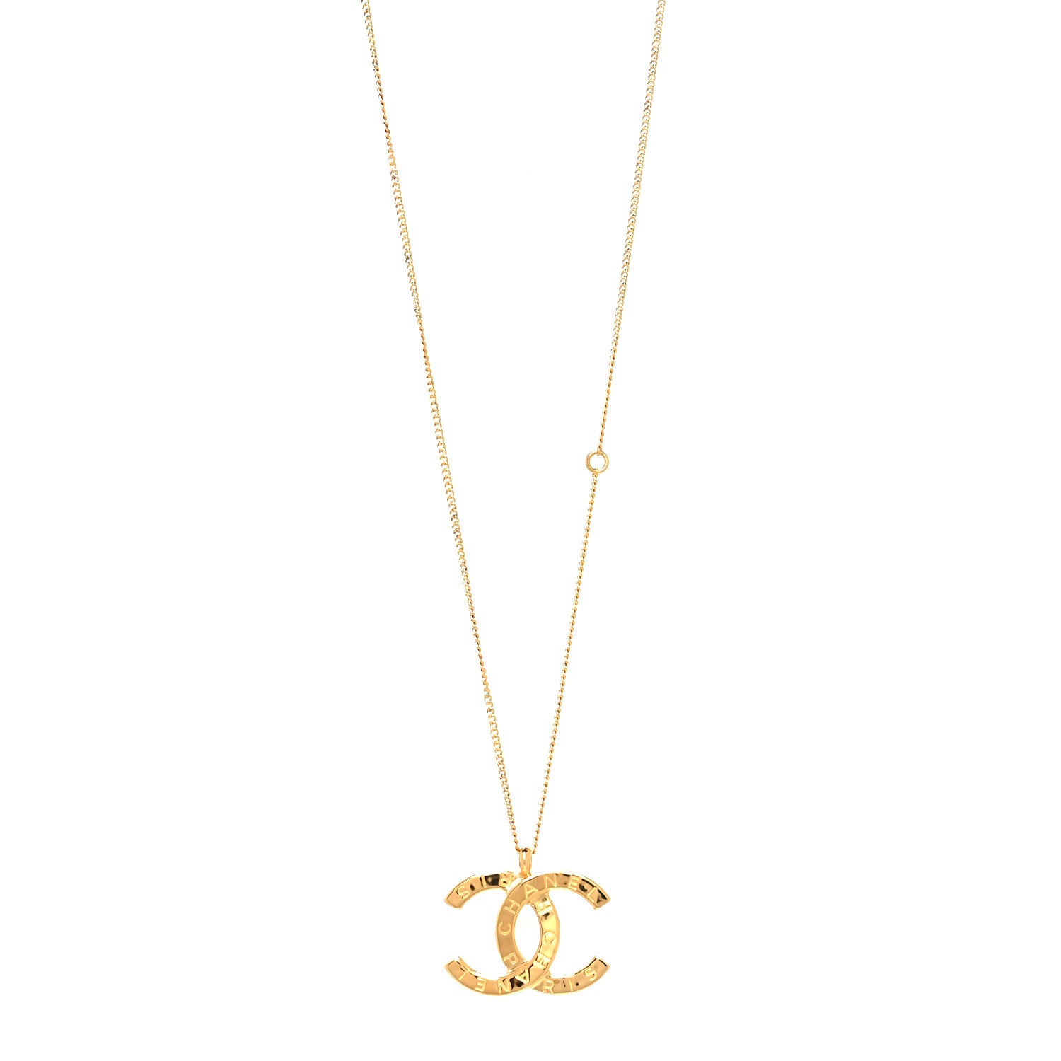 Chanel Metal CC Paris Button Necklace Gold 1 of 5