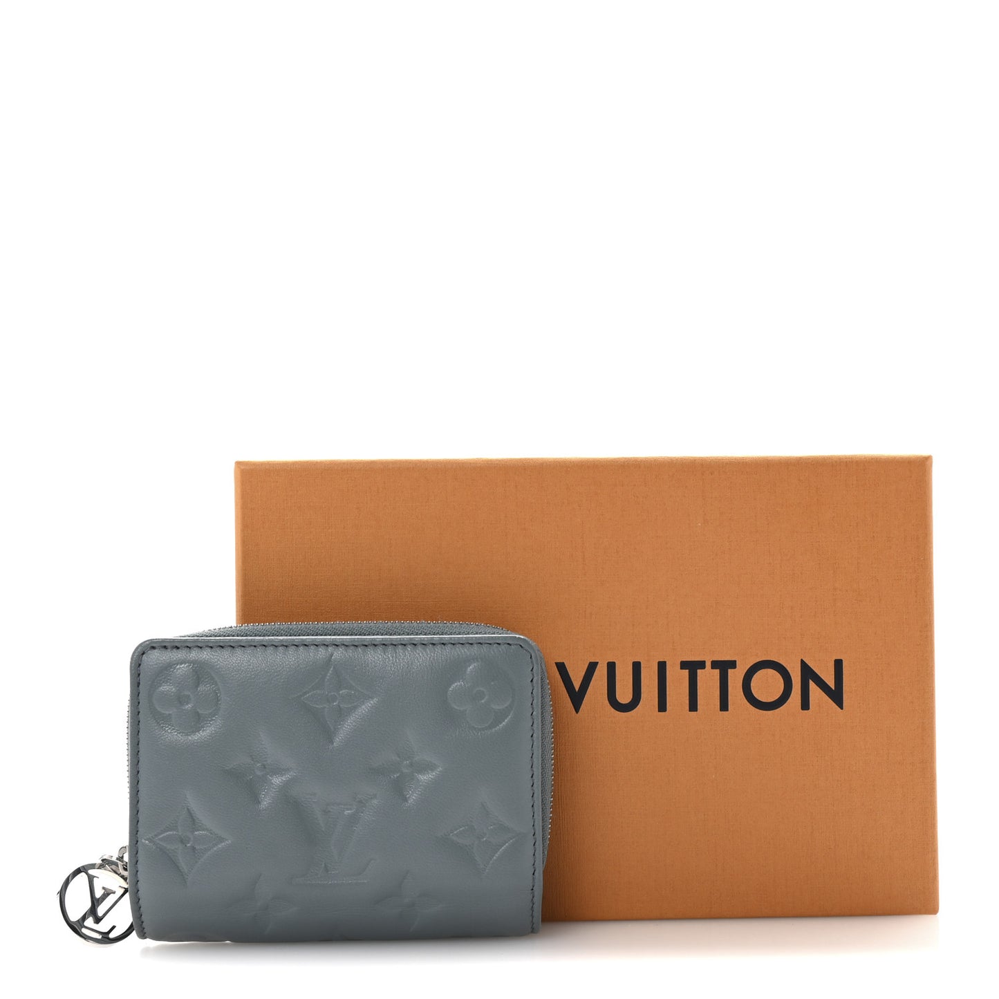 Lambskin Embossed Monogram Lou Coussin Wallet Blue Glacier